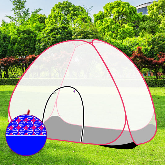 White Pink Mosquito Net With Base (Single Bed)