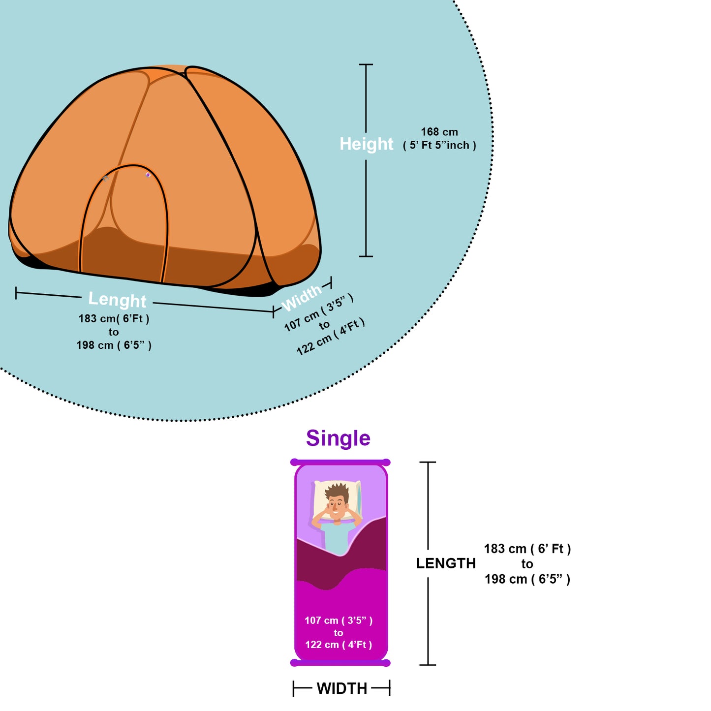 Orange Mosquito Net With Base (Single Bed)