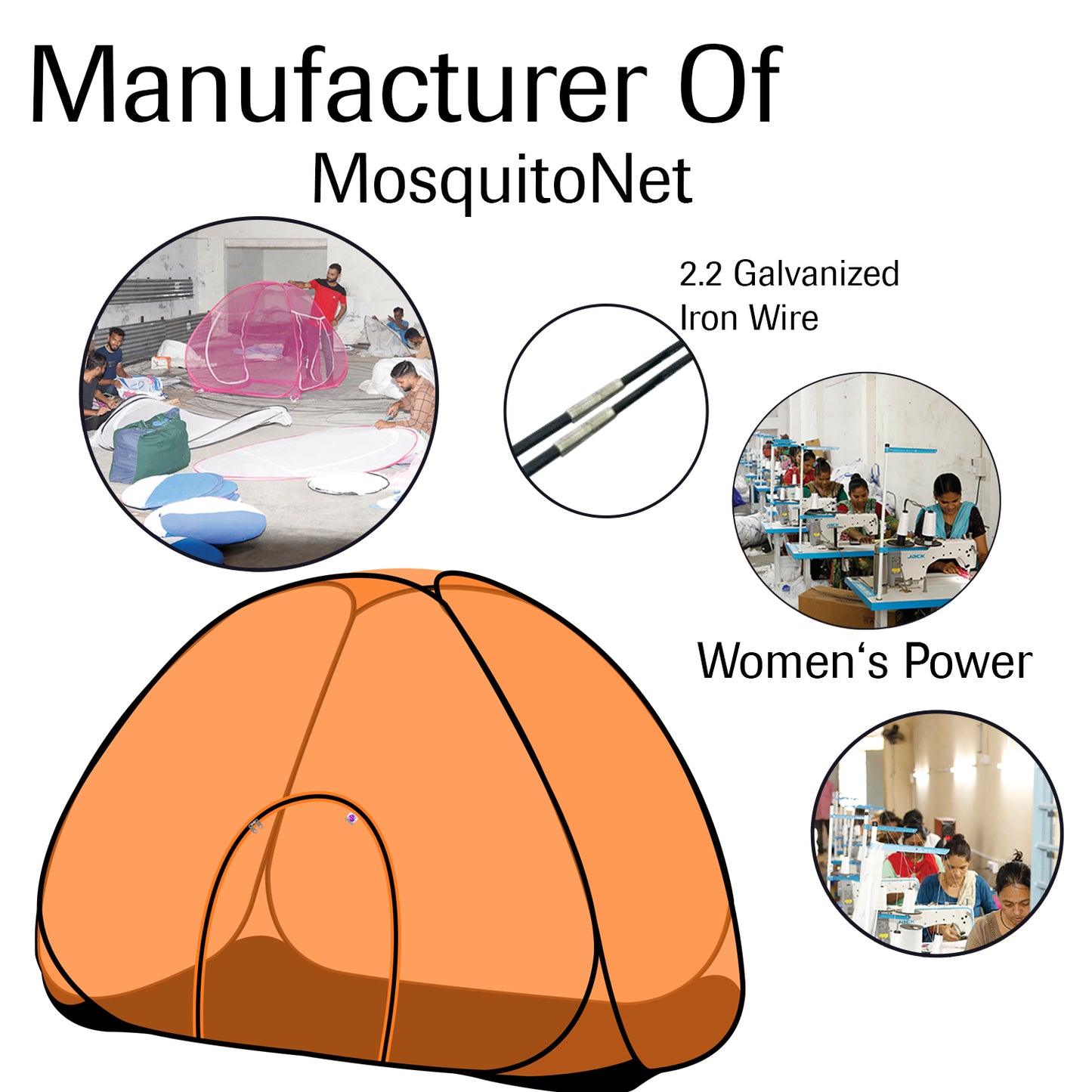 Orange Mosquito Net With Base (Single Bed)