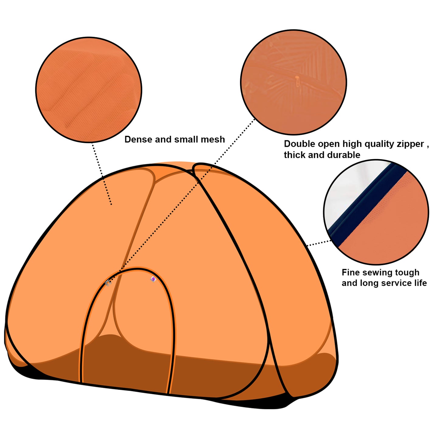 Orange Mosquito Net With Base (Single Bed)