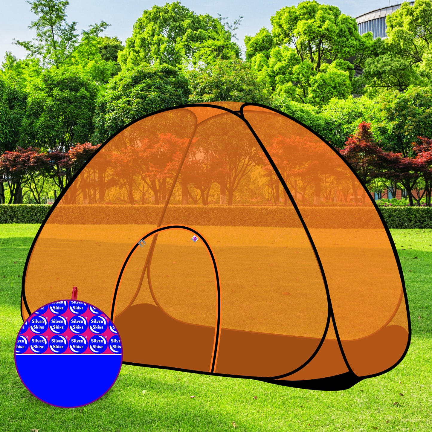 Orange Mosquito Net With Base (Single Bed)