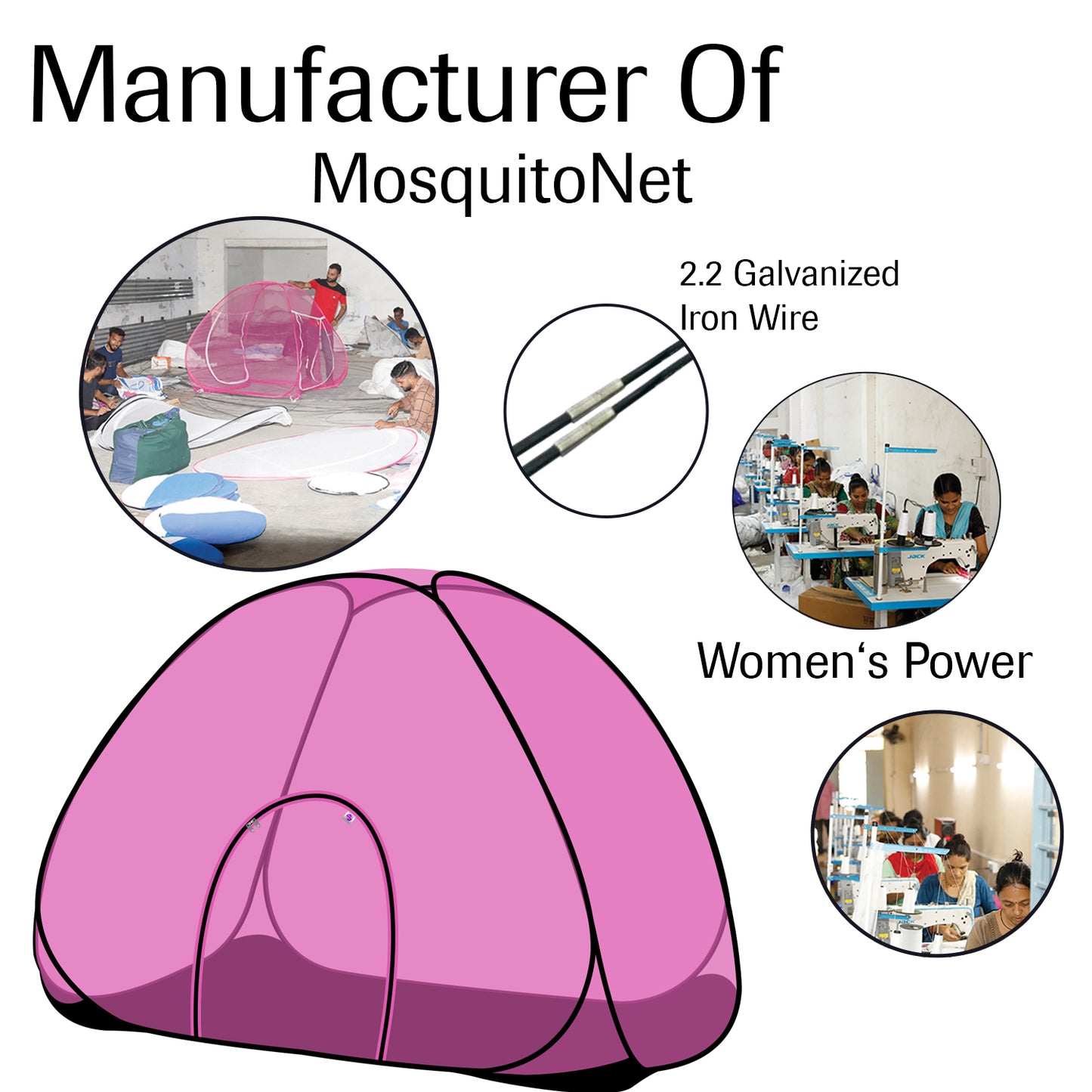Pink Mosquito Net With Base (Single Bed)