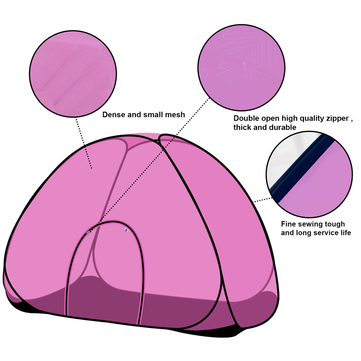 Pink Mosquito Net With Base (Single Bed)
