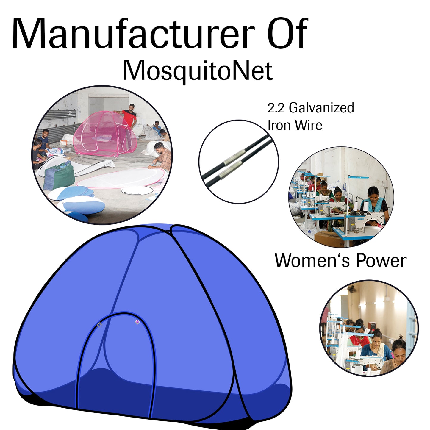 Blue Mosquito Net With Base (Single Bed)