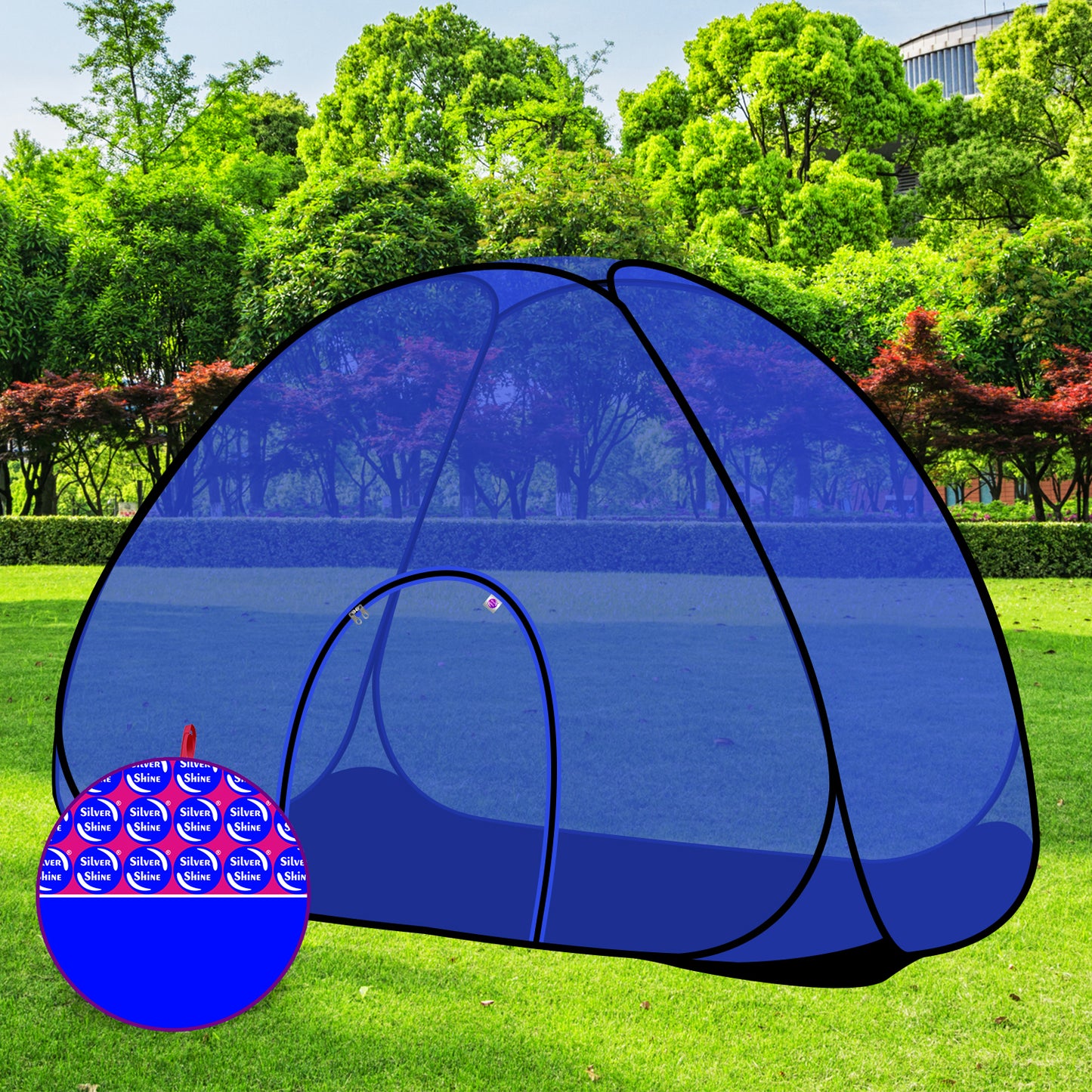 Blue Mosquito Net With Base (Single Bed)