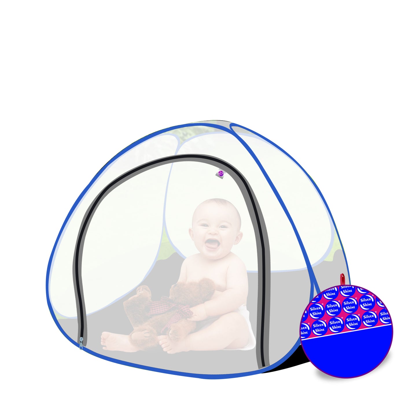 White Blue Baby Mosquito net With Base