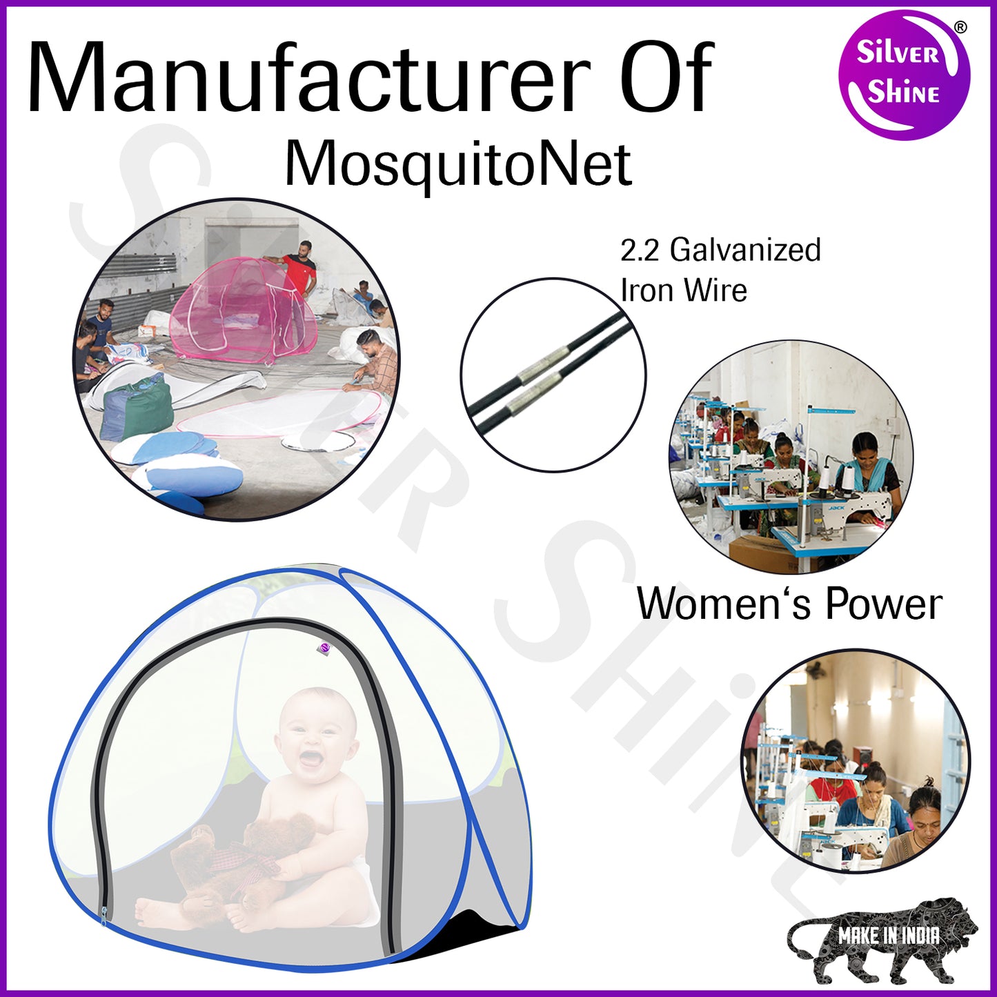 White Blue Baby Mosquito net With Base