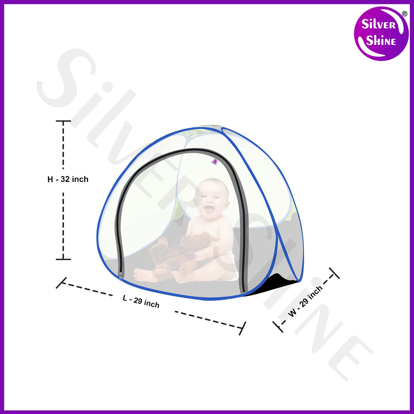 White Blue Baby Mosquito net With Base