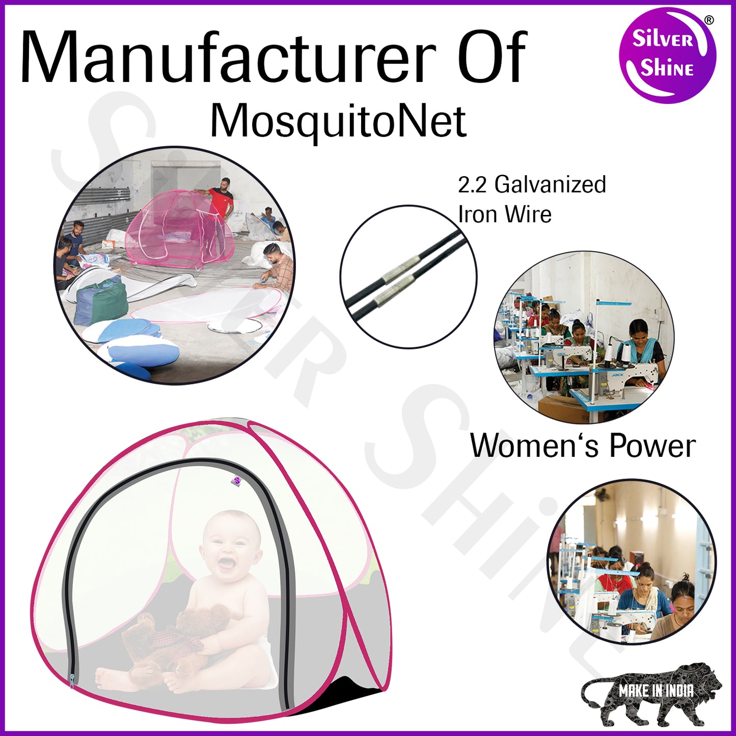 White Pink Baby Mosquito net With Base