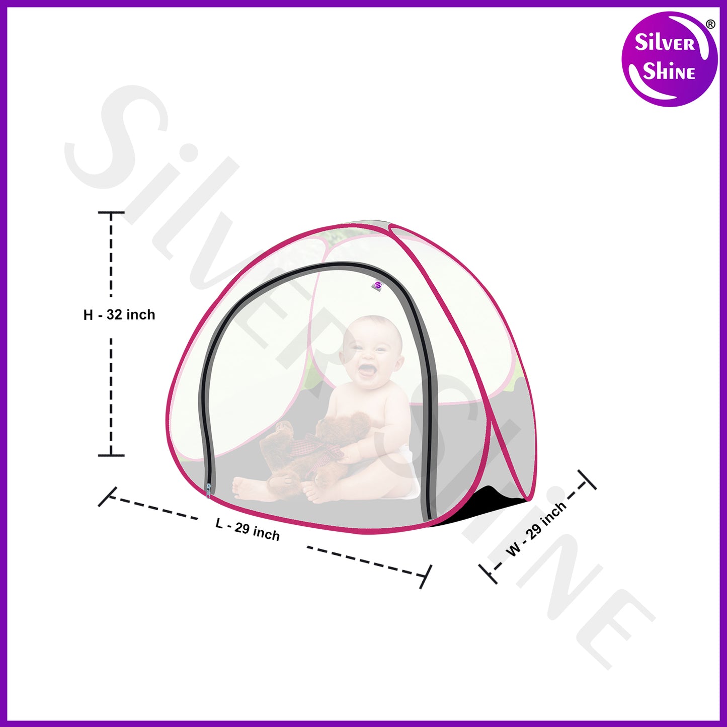 White Pink Baby Mosquito net With Base