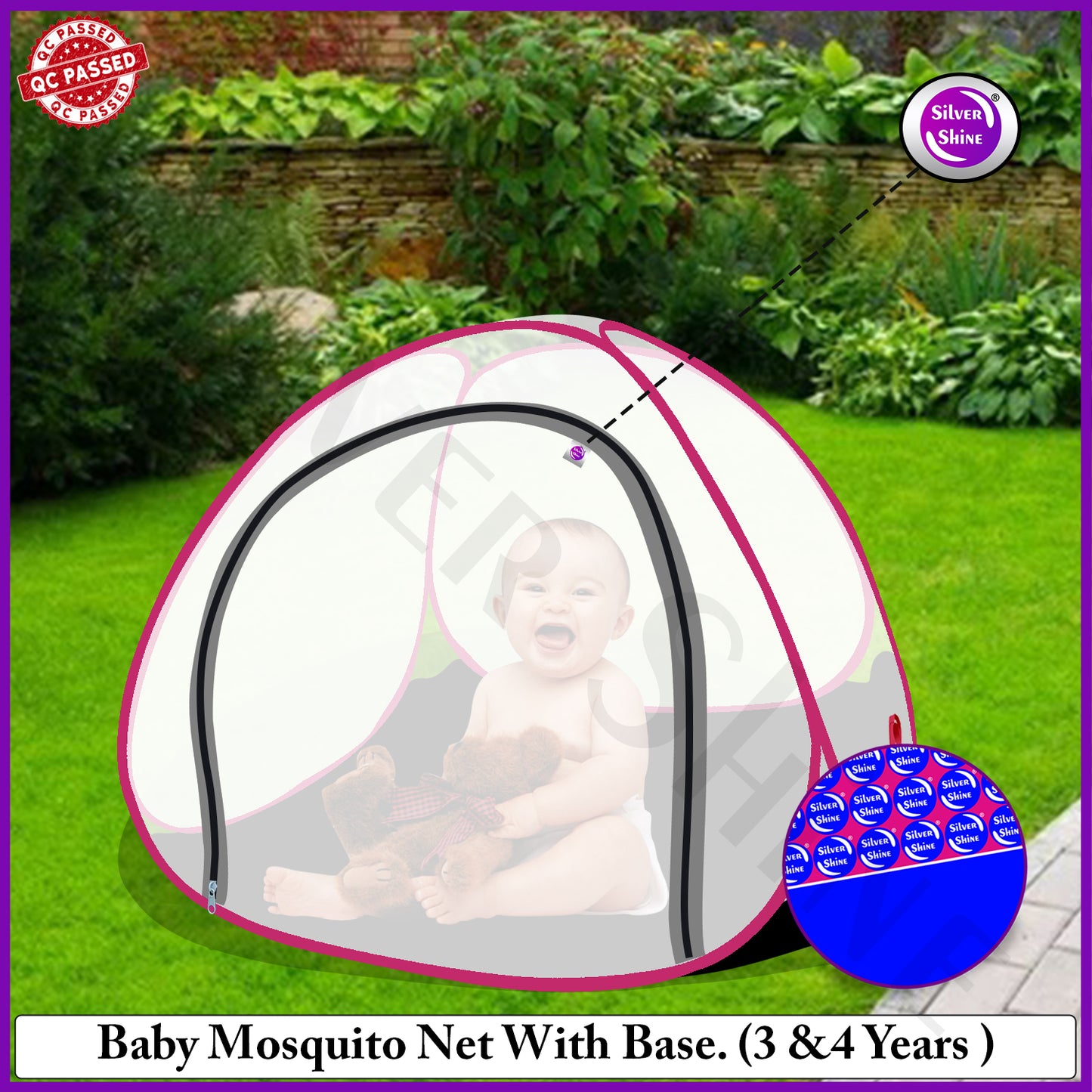 White Pink Baby Mosquito net With Base