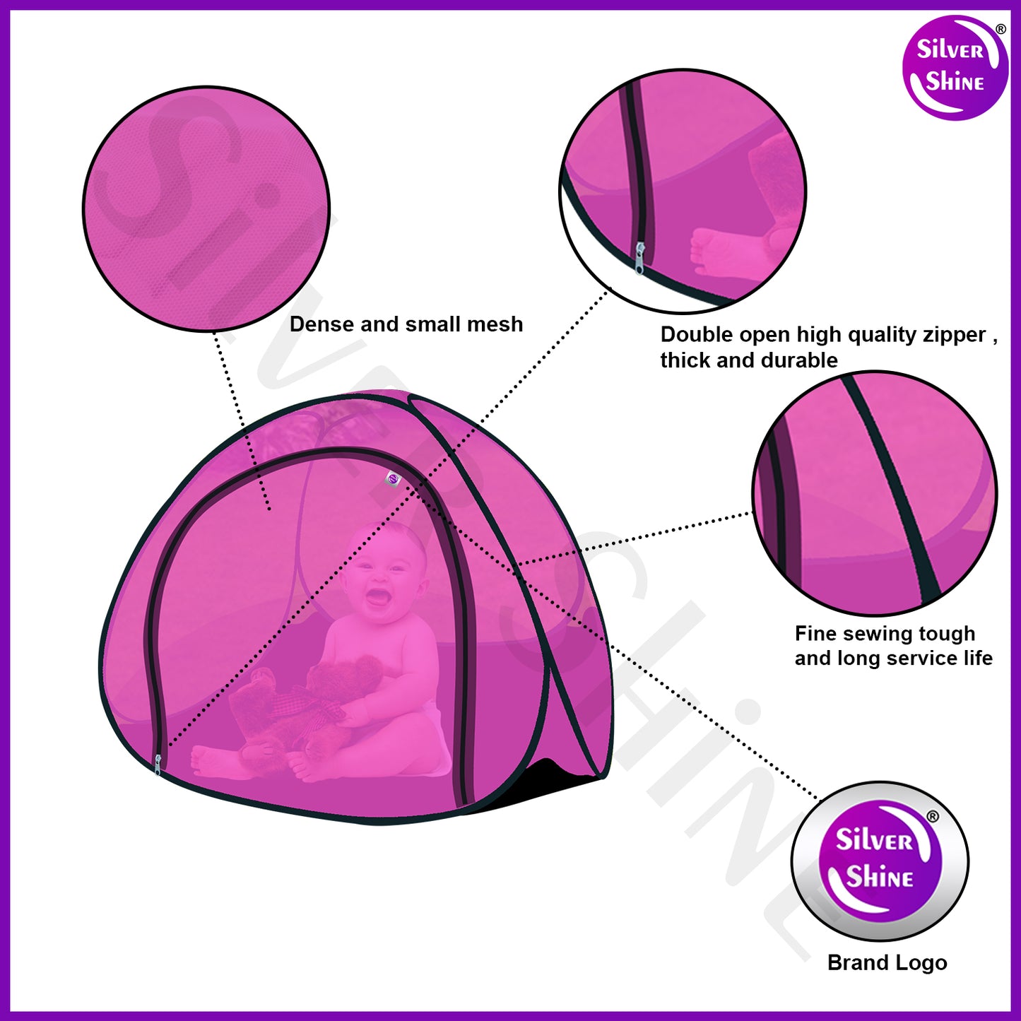 Pink Baby Mosquito net With Base