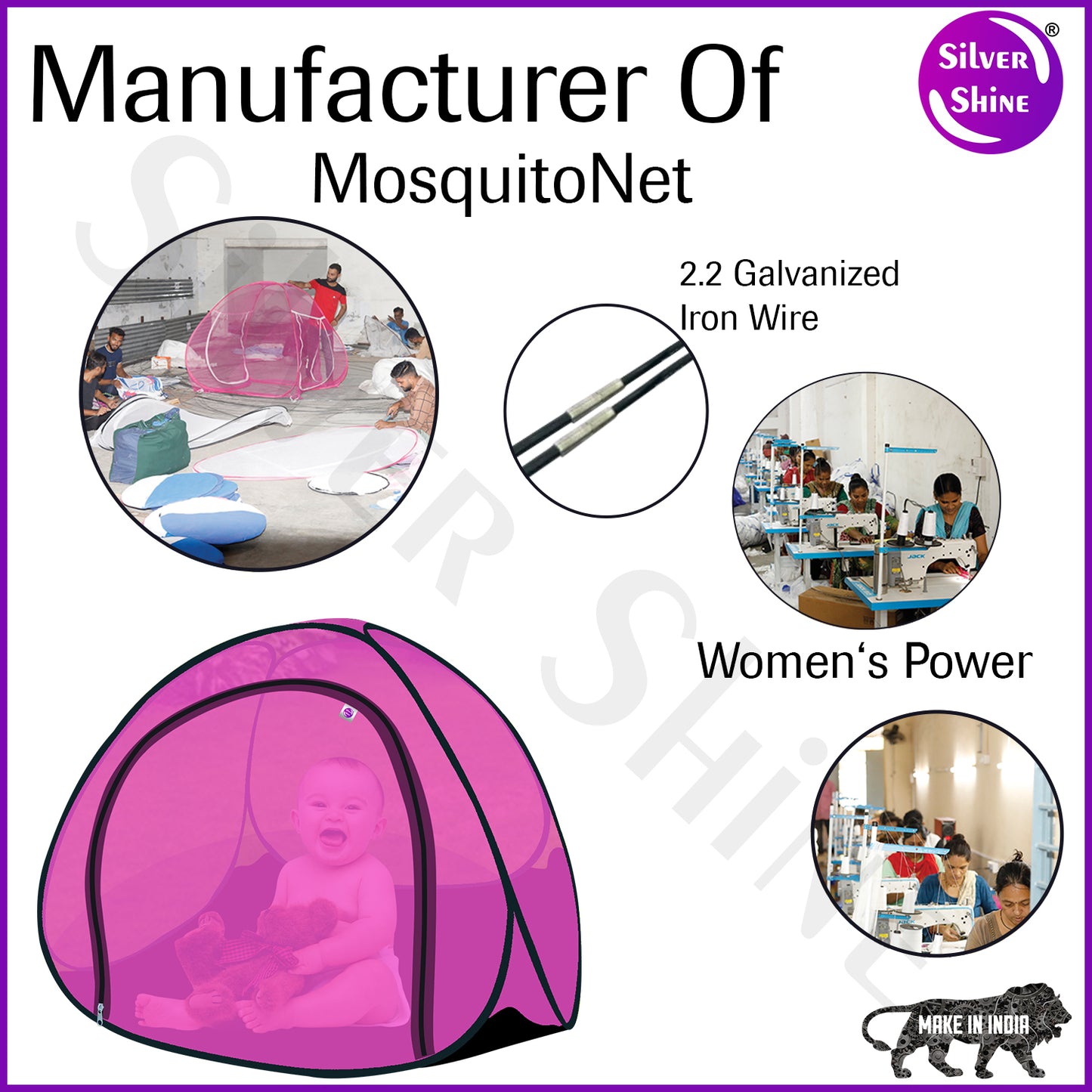 Pink Baby Mosquito net With Base