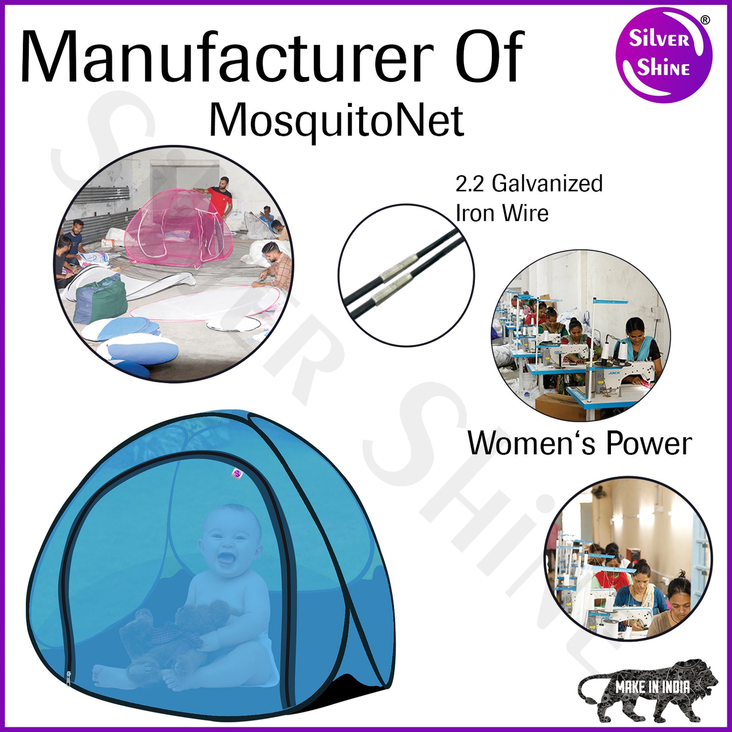 Sky Blue Baby Mosquito net With Base