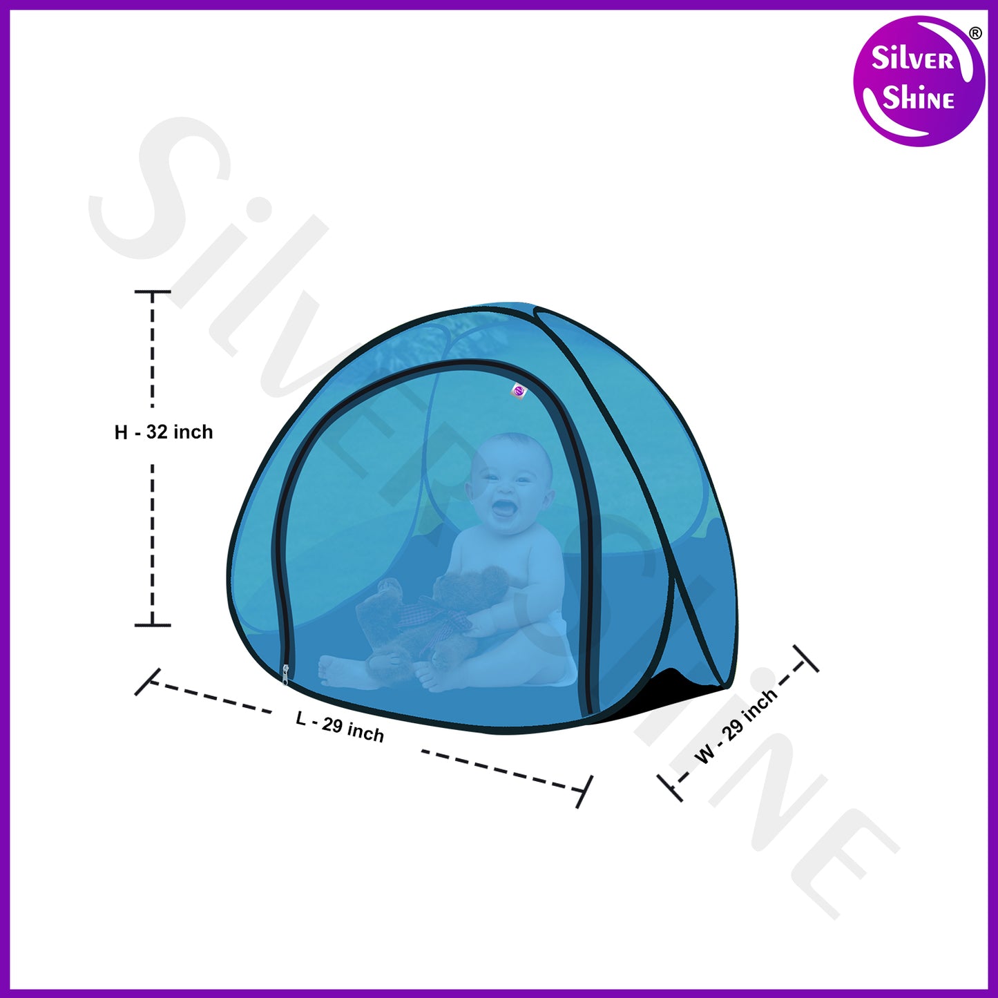 Sky Blue Baby Mosquito net With Base