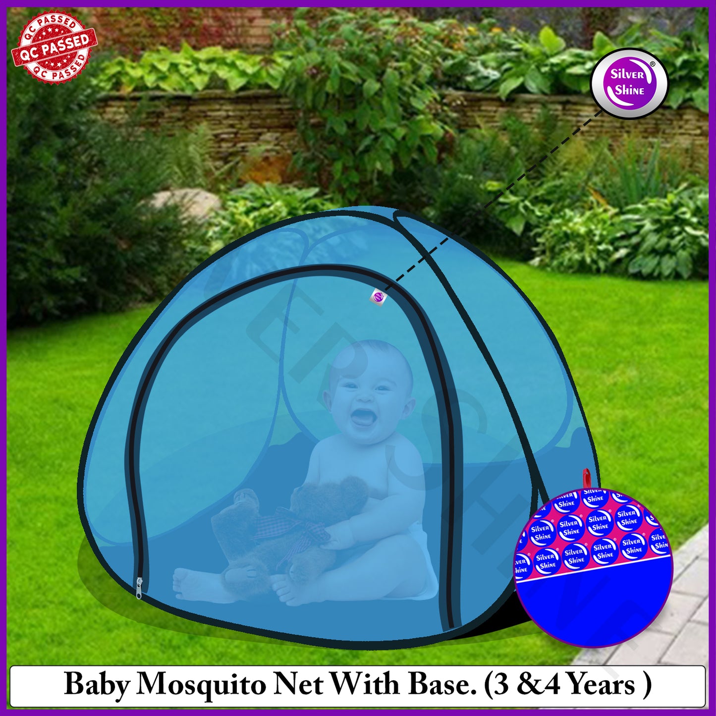Sky Blue Baby Mosquito net With Base