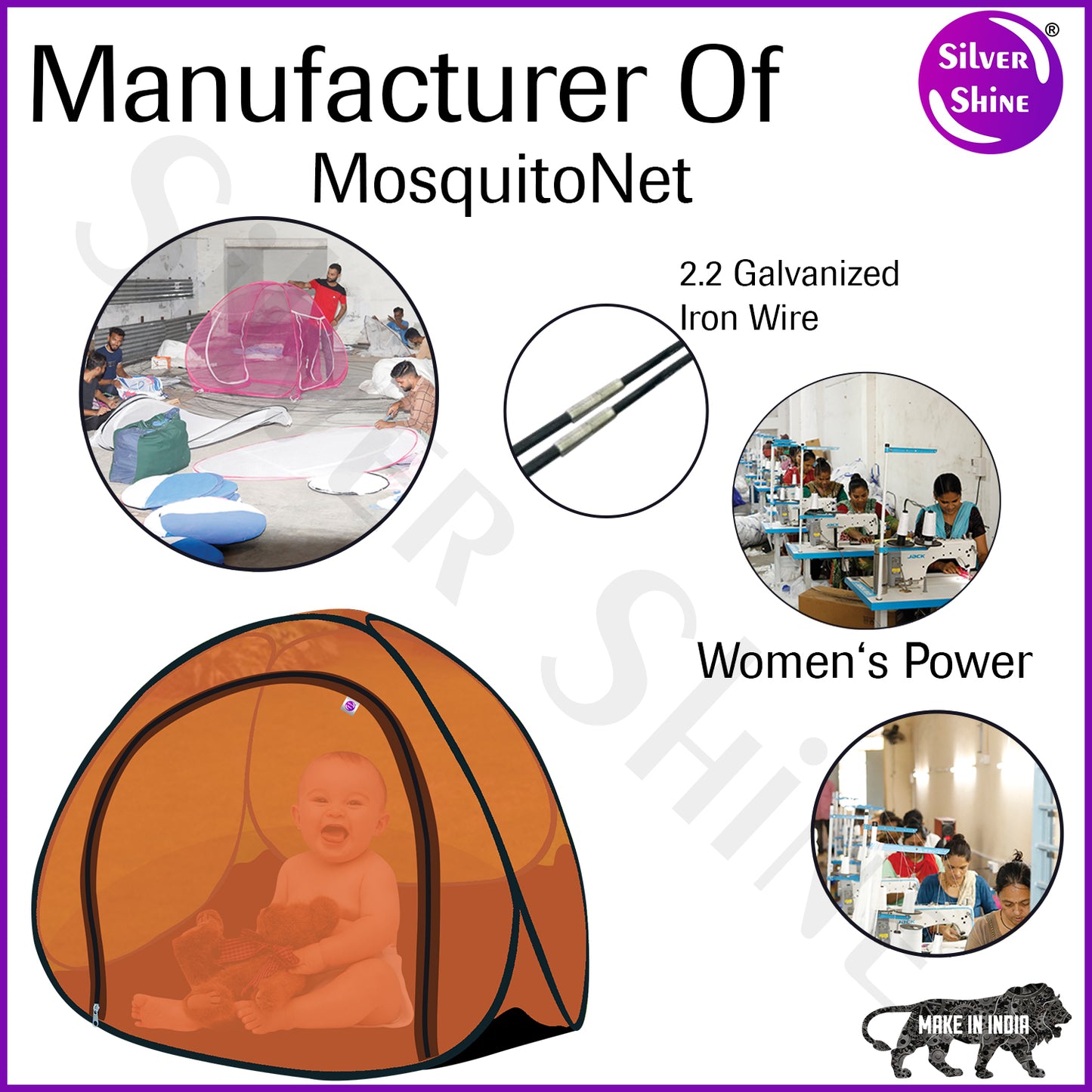 Orange Baby Mosquito net With Base