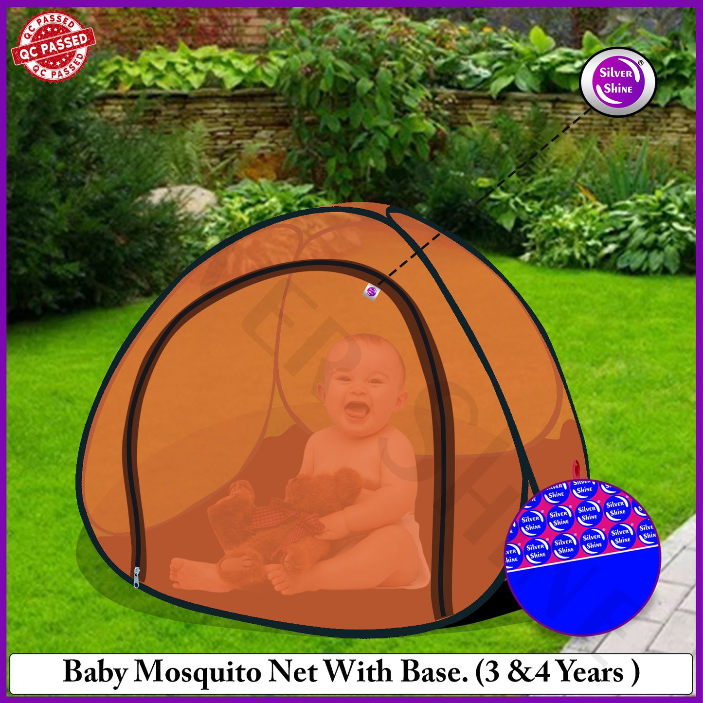Orange Baby Mosquito net With Base