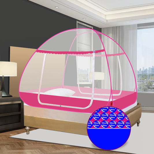 Pink Mosquito net With Border (Double Bed)