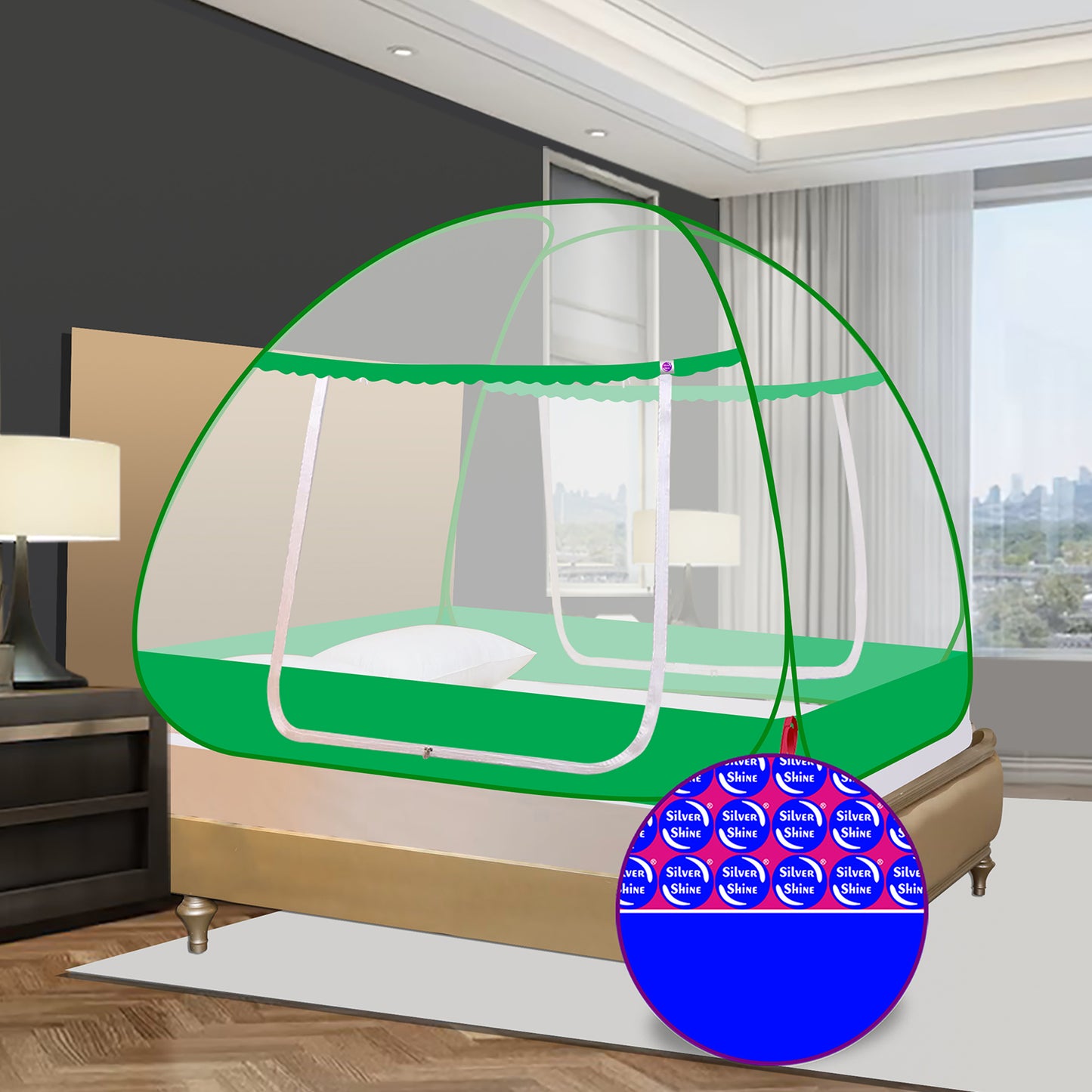 Green Mosquito net With Border (Double Bed)