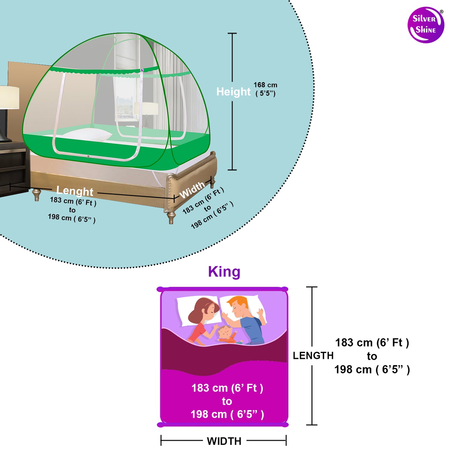 Green Mosquito net With Border (Double Bed)