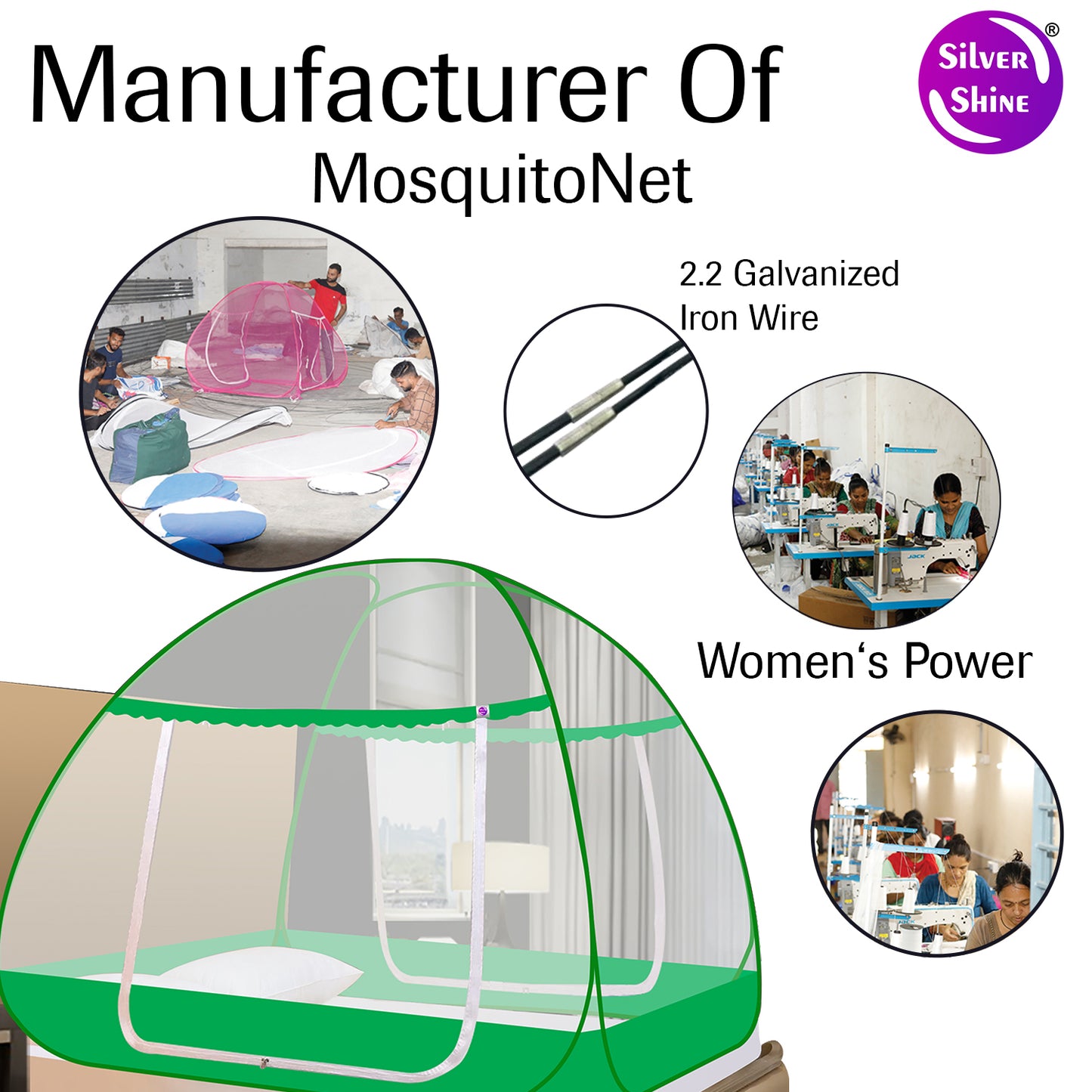 Green Mosquito net With Border (Double Bed)