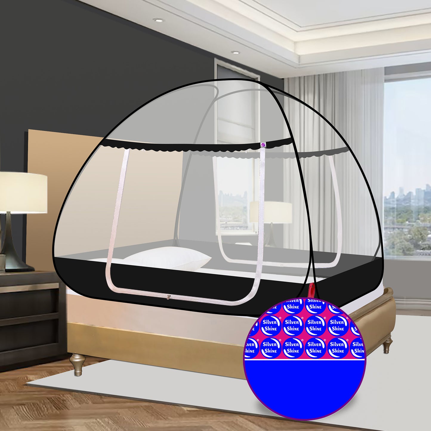 Black Mosquito net With Border (Double Bed)