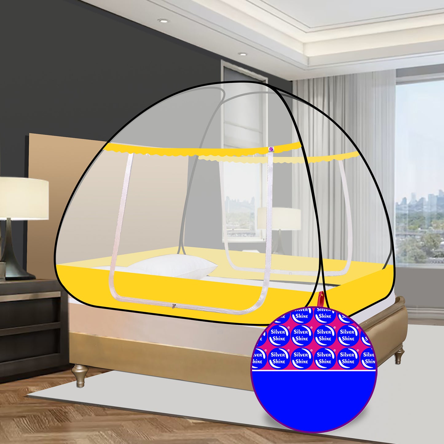 Yellow Mosquito net With Border (Double Bed)