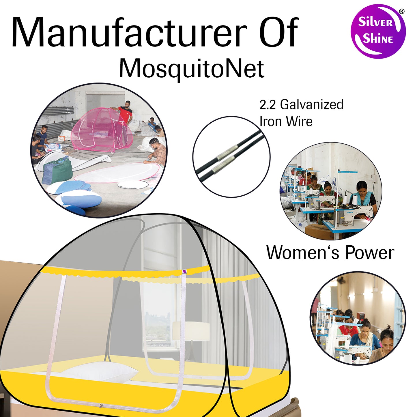 Yellow Mosquito net With Border (Double Bed)