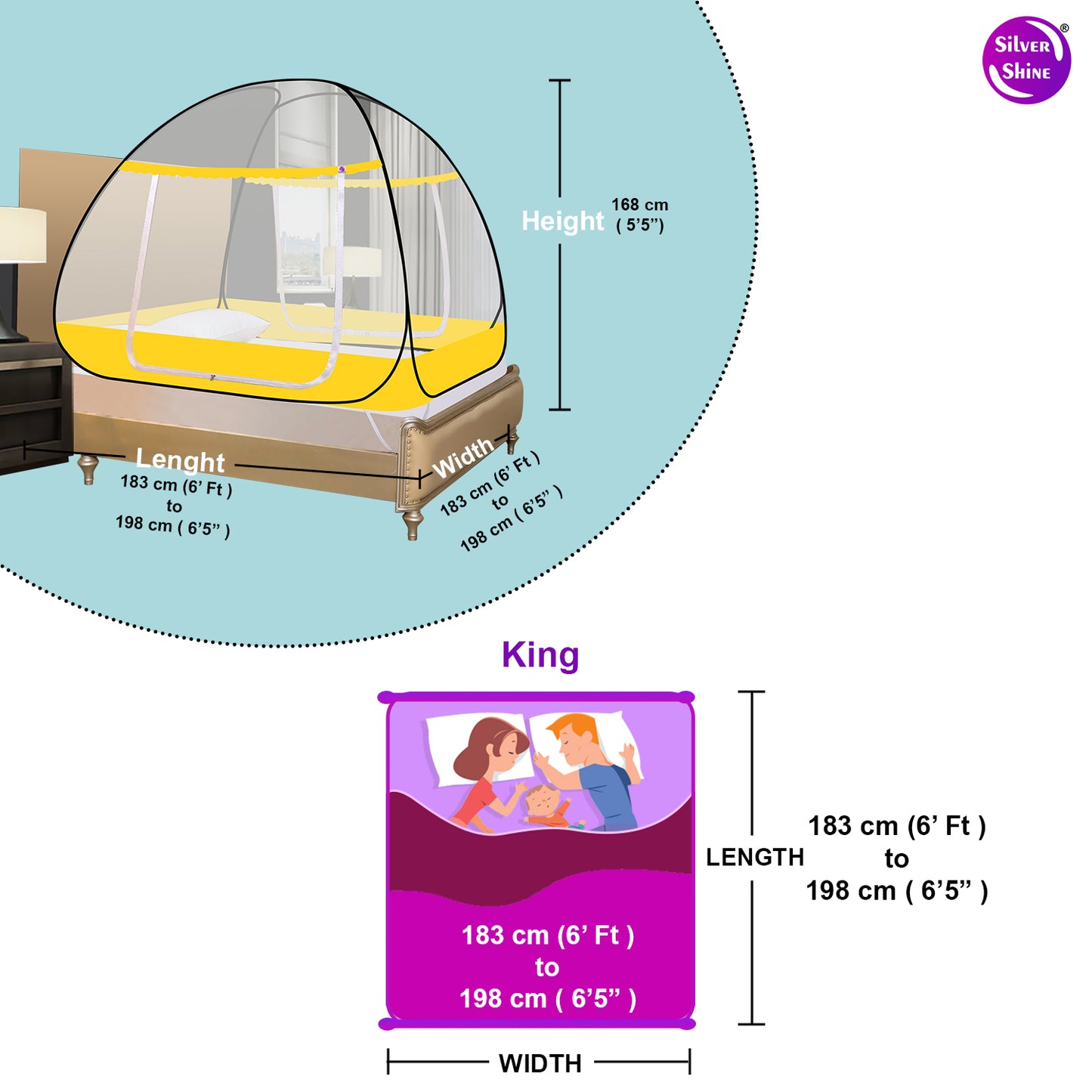 Yellow Mosquito net With Border (Double Bed)
