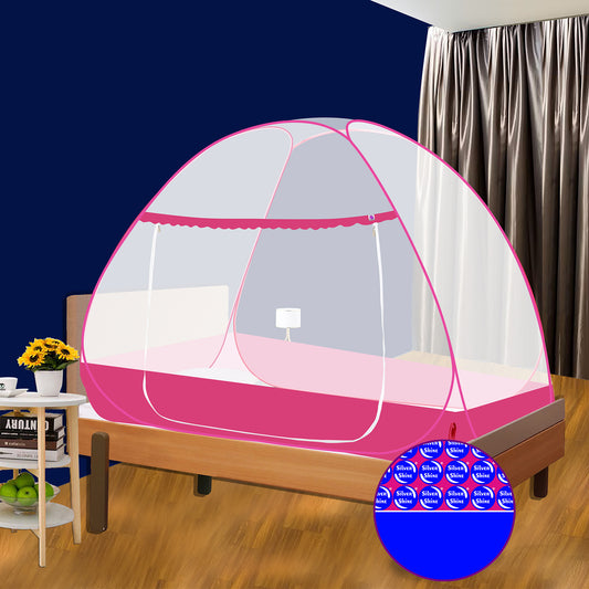 Pink Mosquito Net With Border (Single Bed)