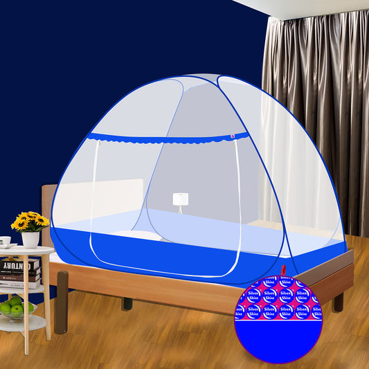 Blue Mosquito Net With Border (Single Bed)