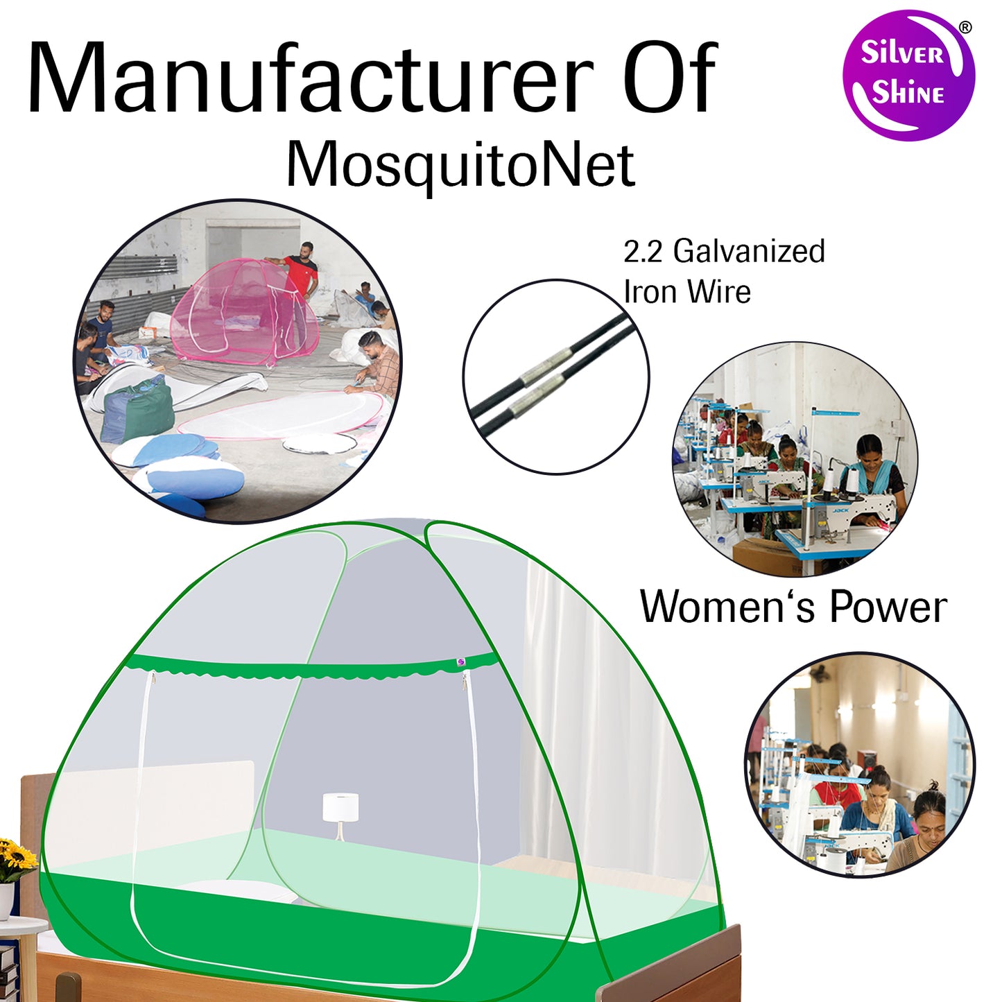 Green Mosquito Net With Border (Single Bed)