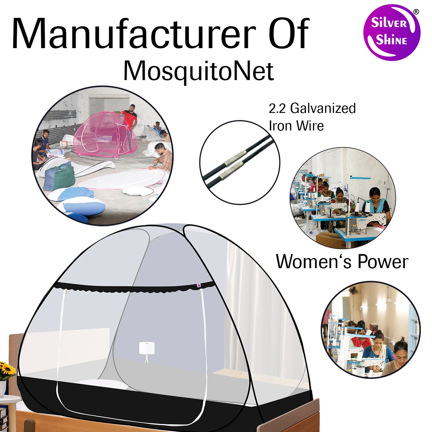 Black Mosquito Net With Border (Single Bed)