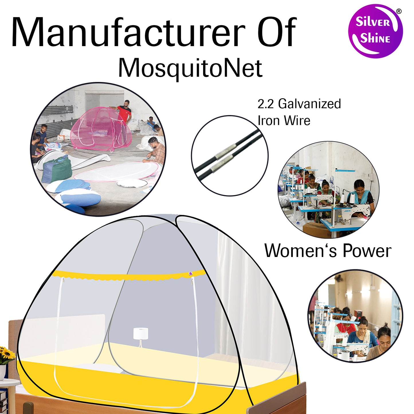 Yellow Mosquito Net With Border (Single Bed)