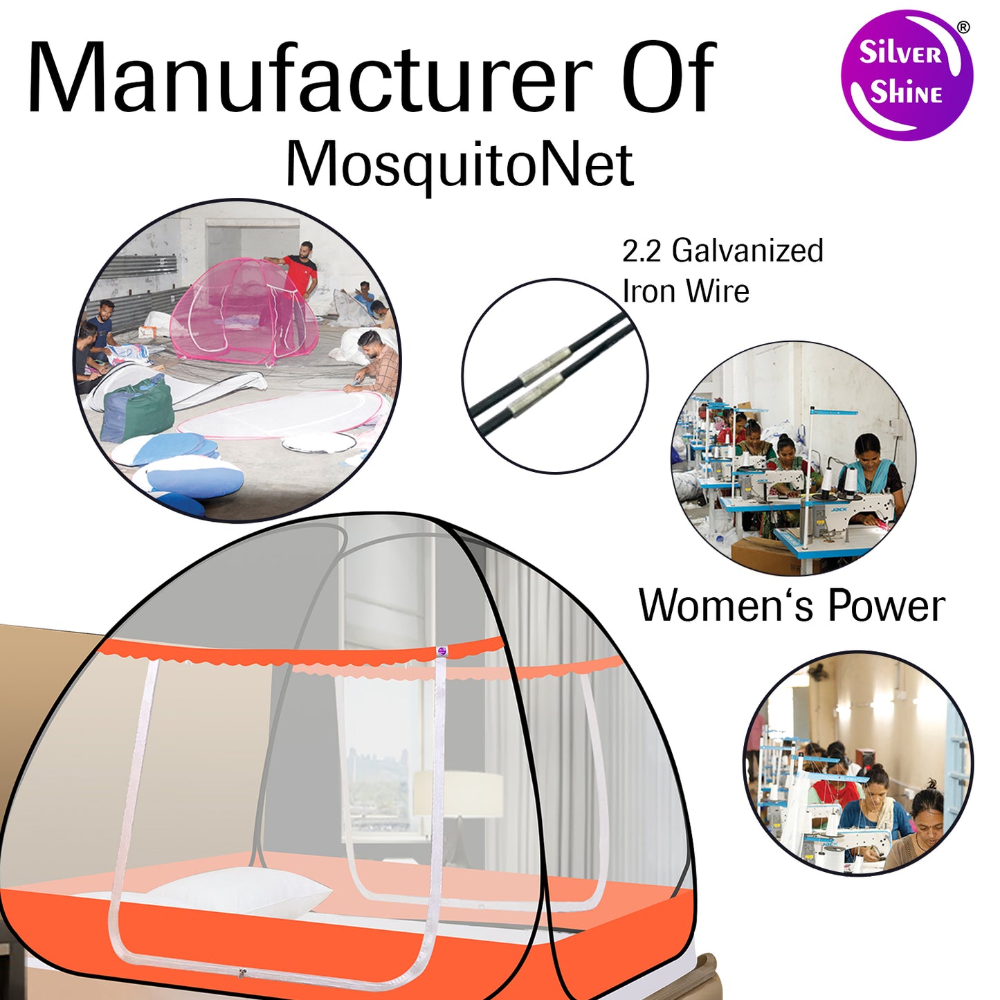 Orange Mosquito net With Border (Double Bed)
