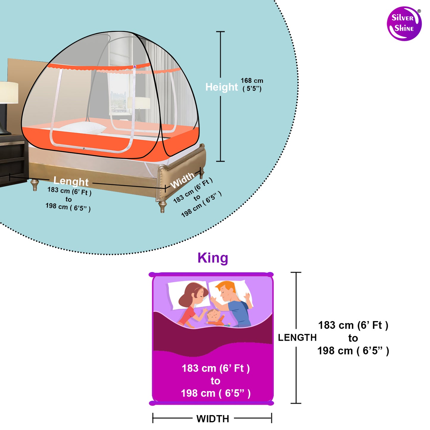 Orange Mosquito net With Border (Double Bed)