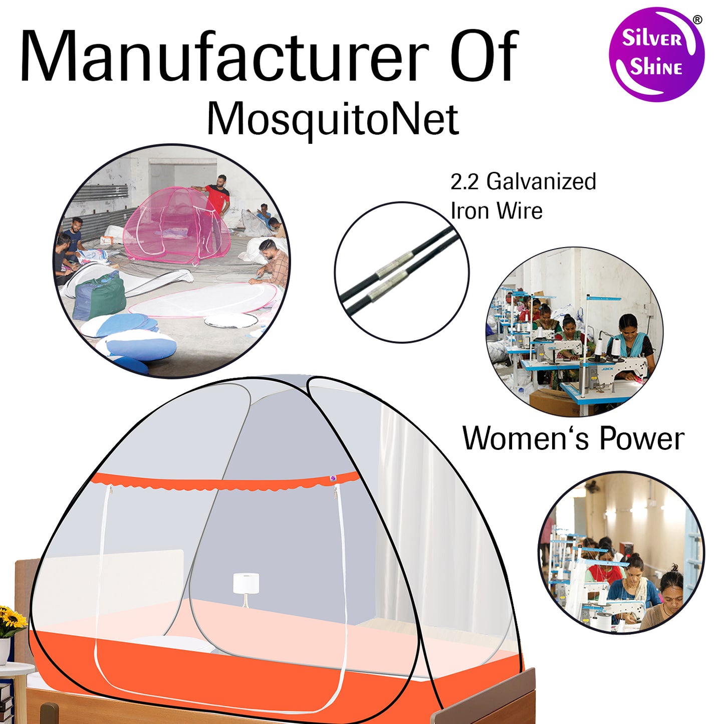 Orange Mosquito Net With Border (Single Bed)
