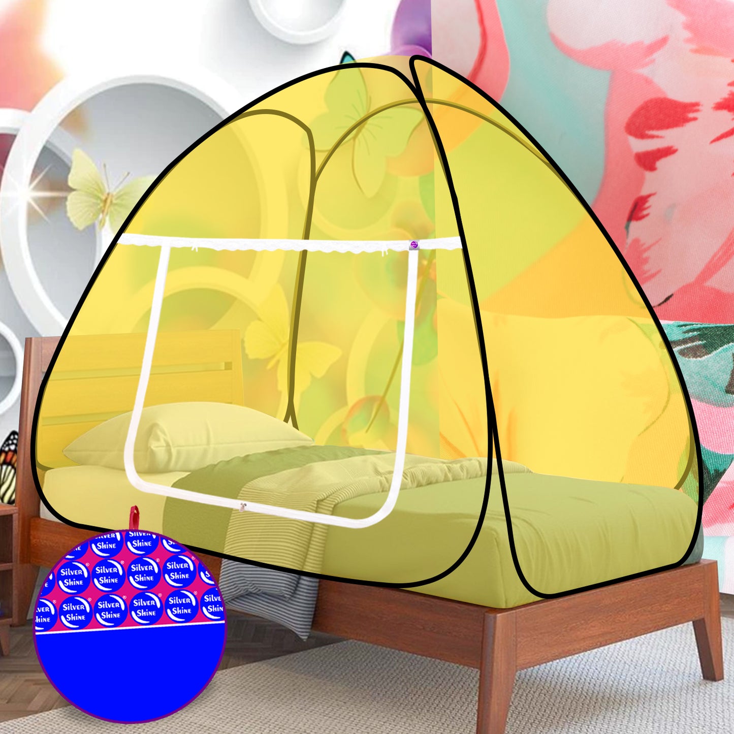 Yellow Mosquito Net (Single Bed)