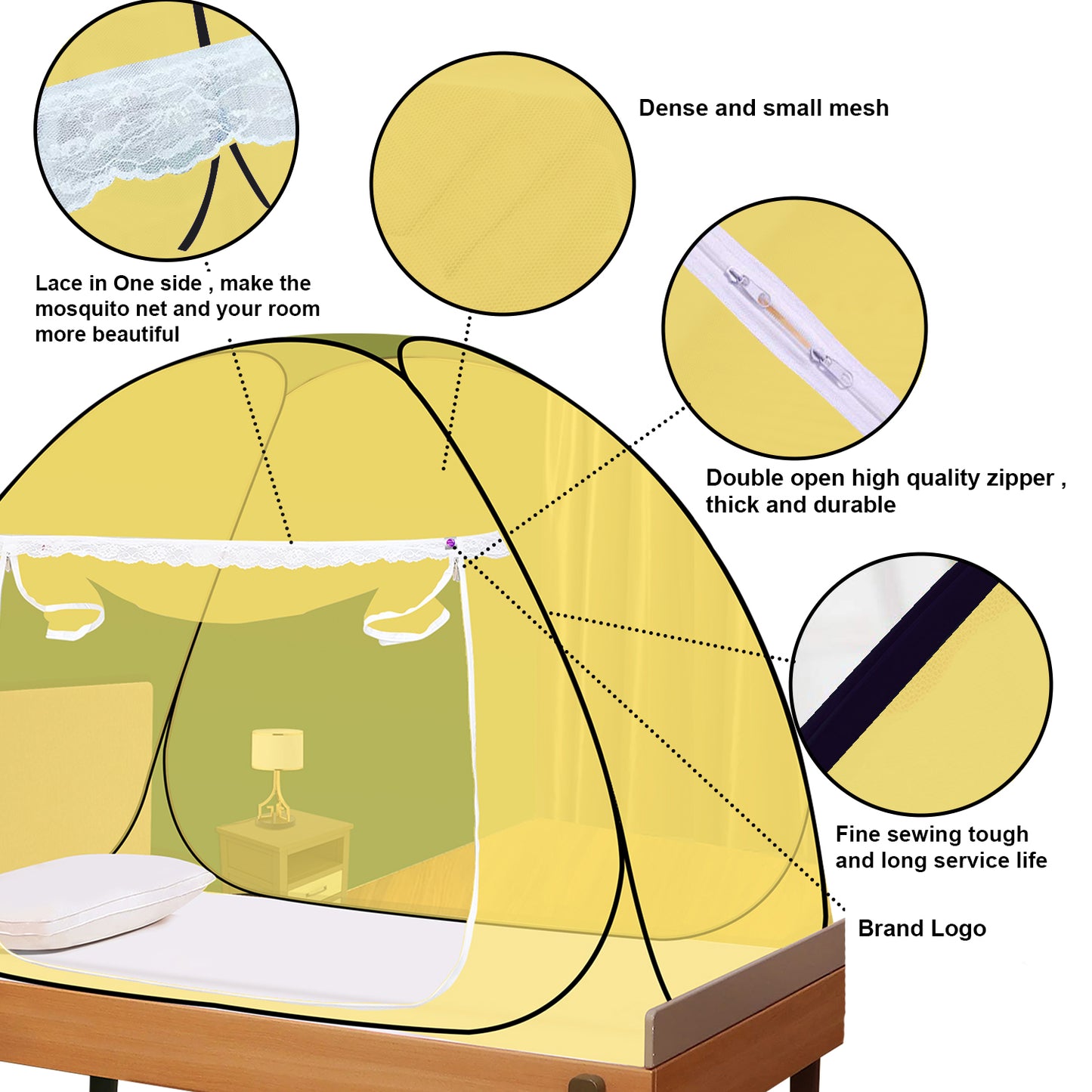 Yellow Mosquito Net (Single Bed)