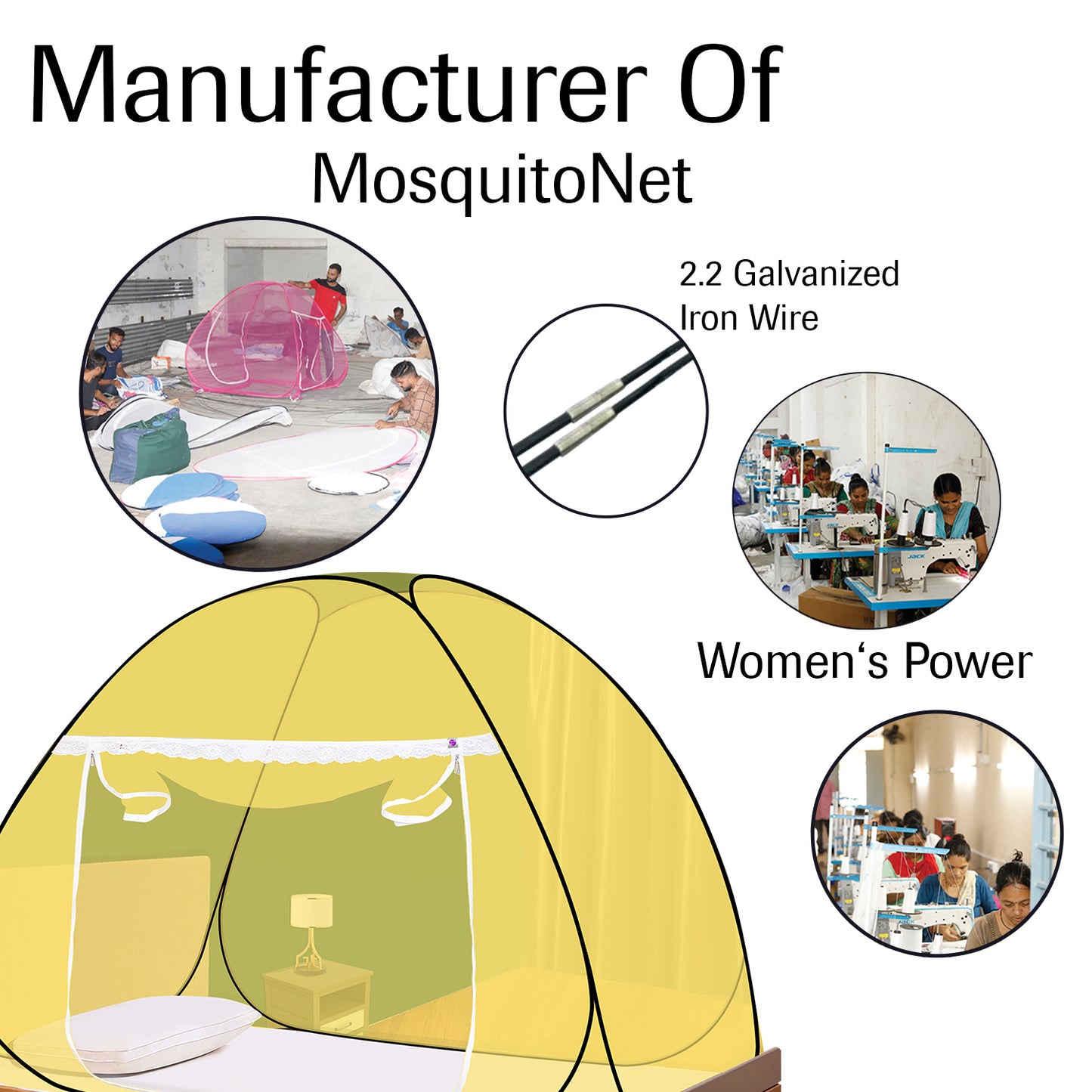 Yellow Mosquito Net (Single Bed)