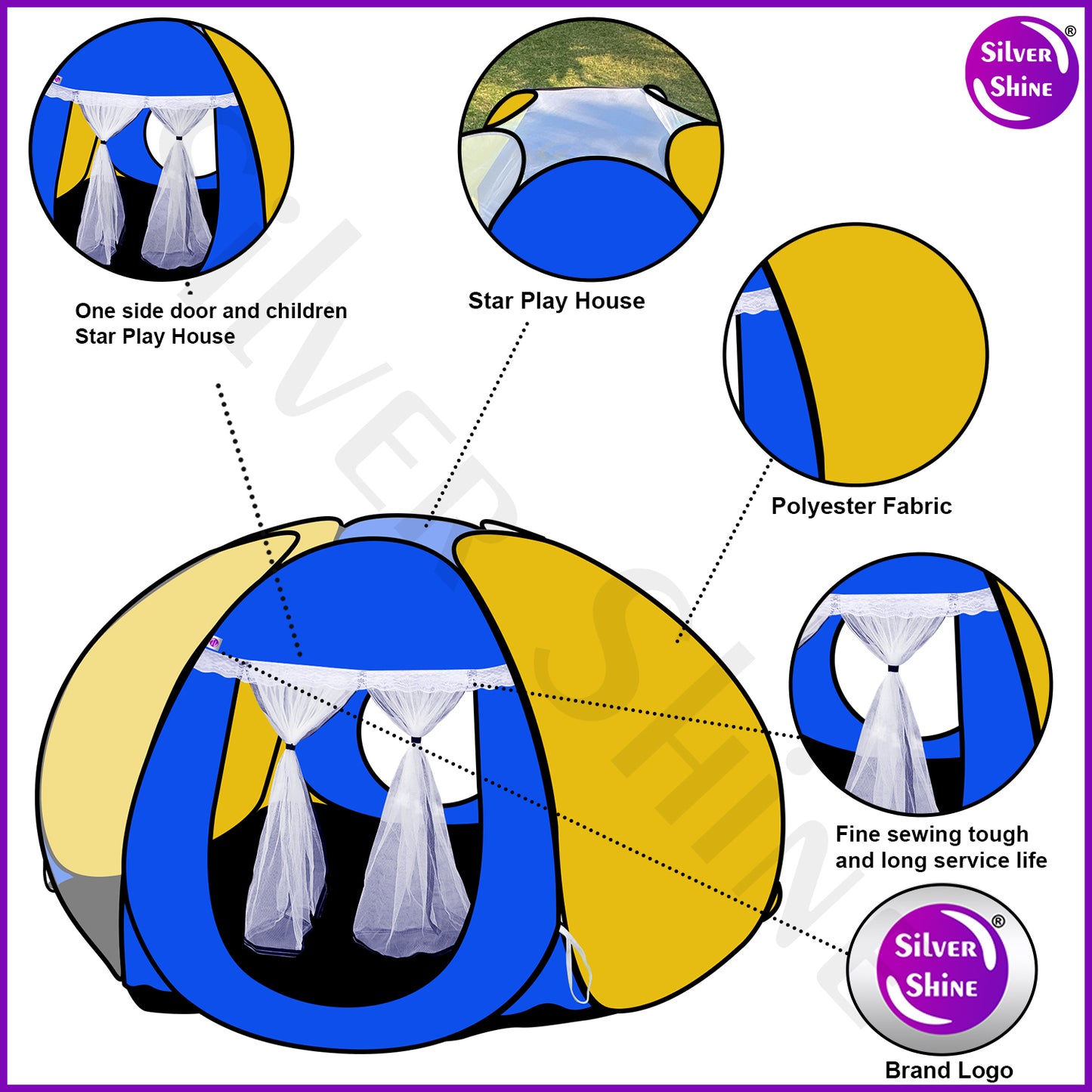 Star Tent Play House (Yellow-Blue)