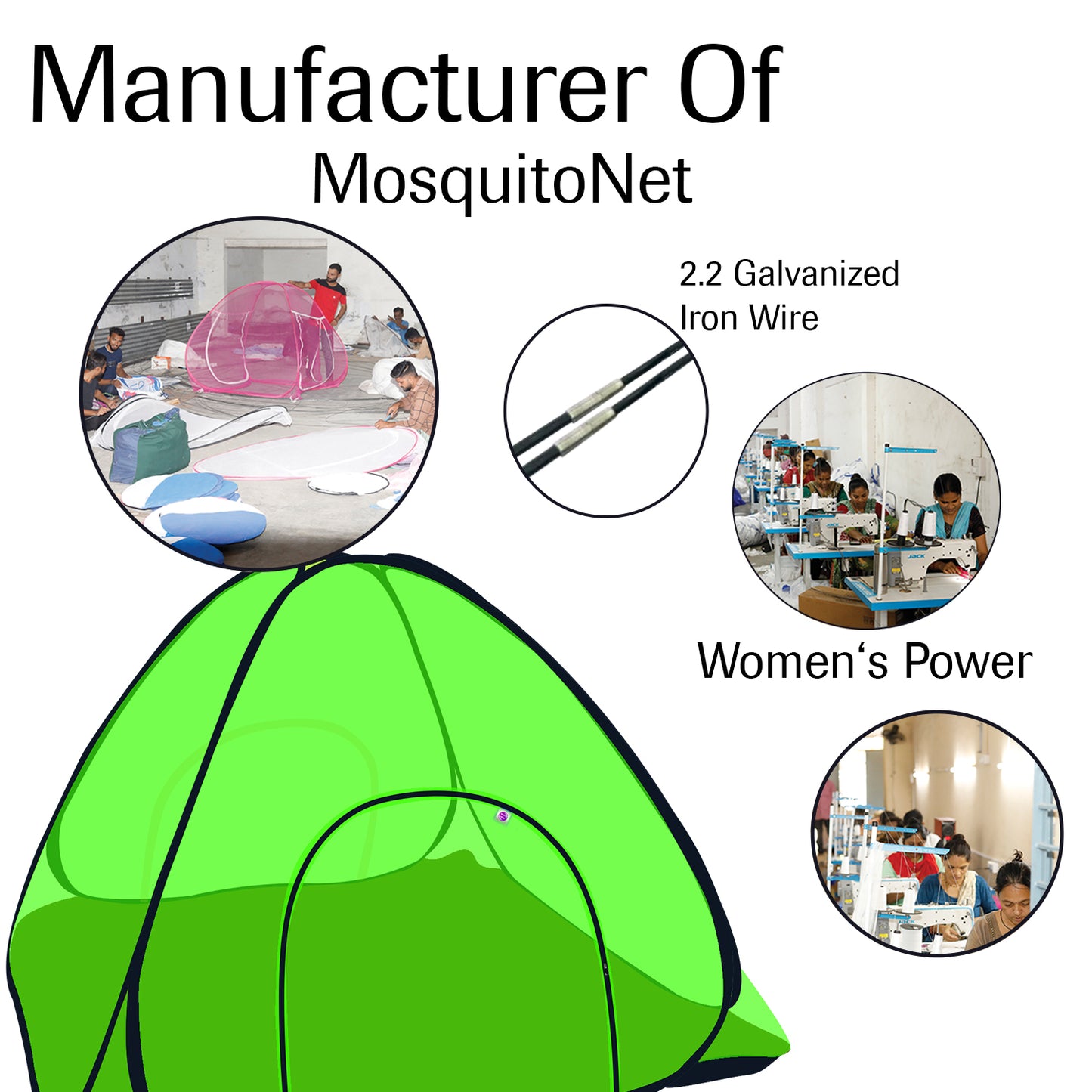 Green Mosquito net with Base (Double Bed)