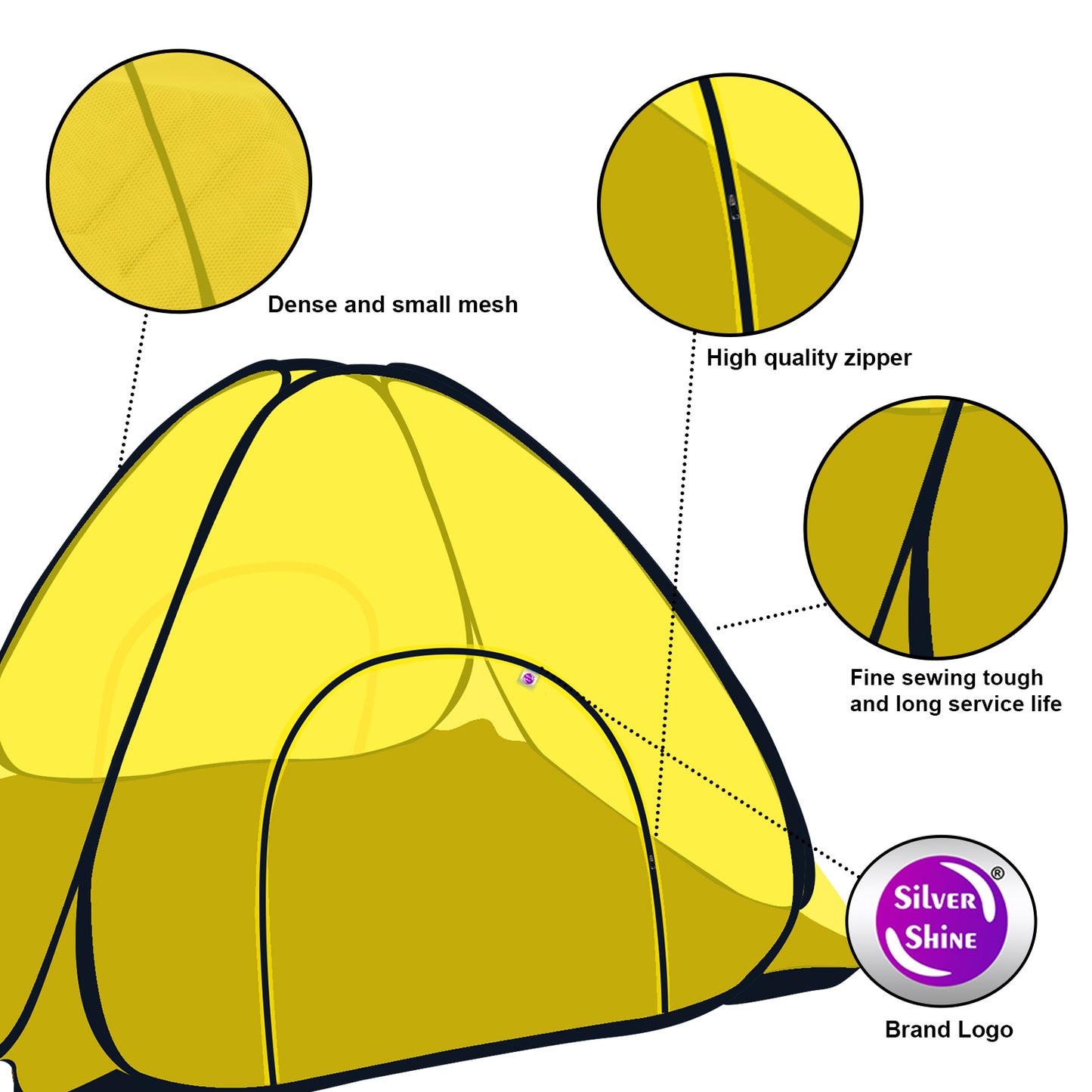Yellow Mosquito net with Base (Double Bed)
