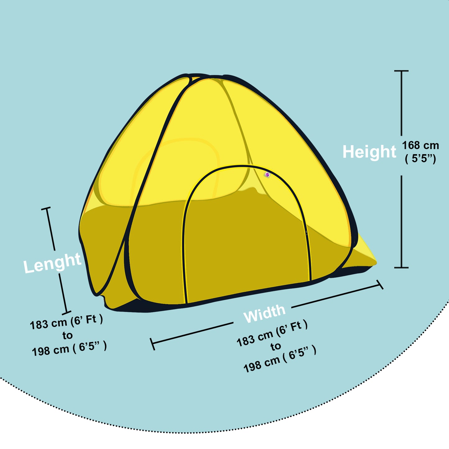 Yellow Mosquito net with Base (Double Bed)