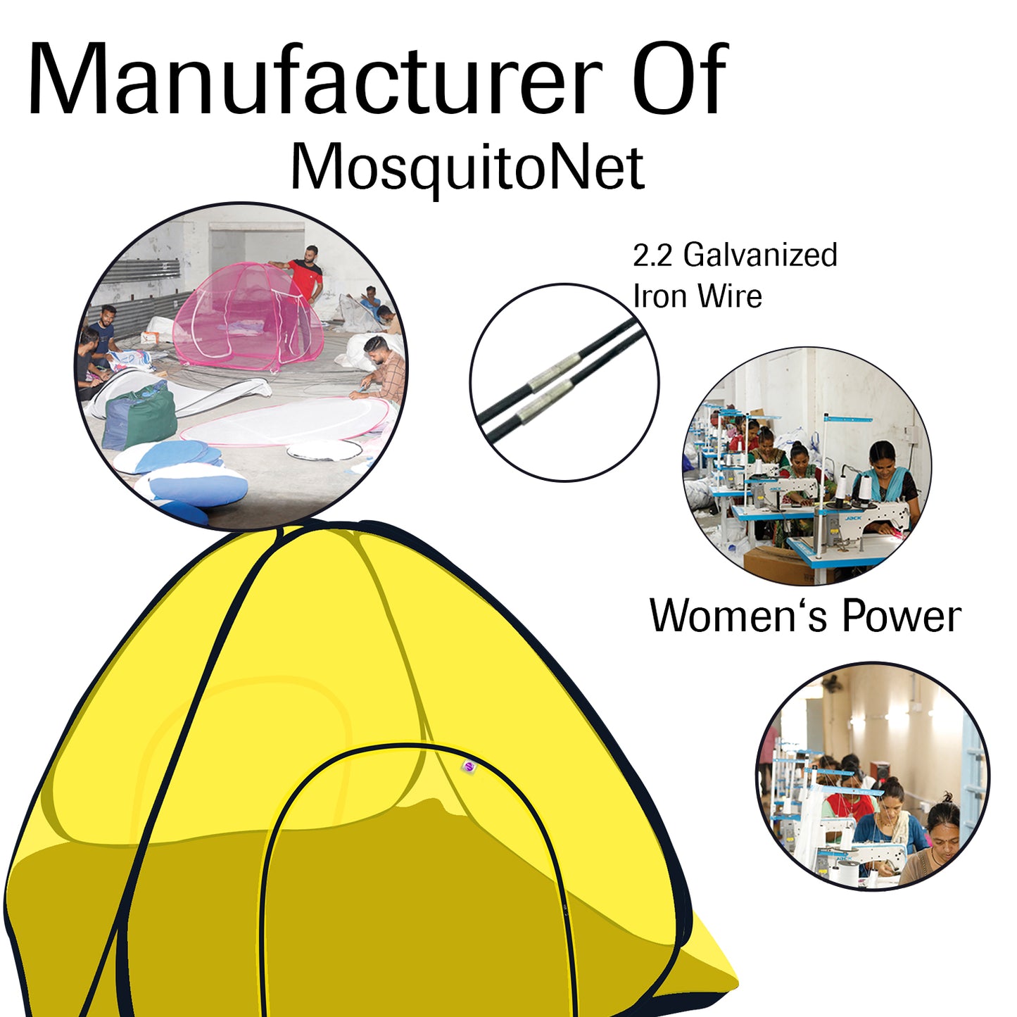 Yellow Mosquito net with Base (Double Bed)