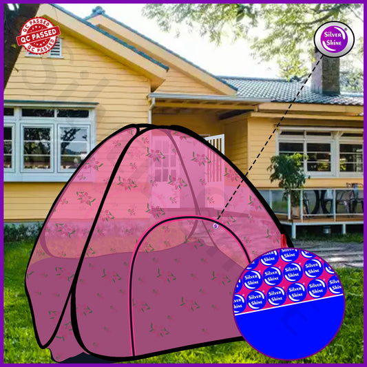 Pink Flower Mosquito net with Base (Double Bed)