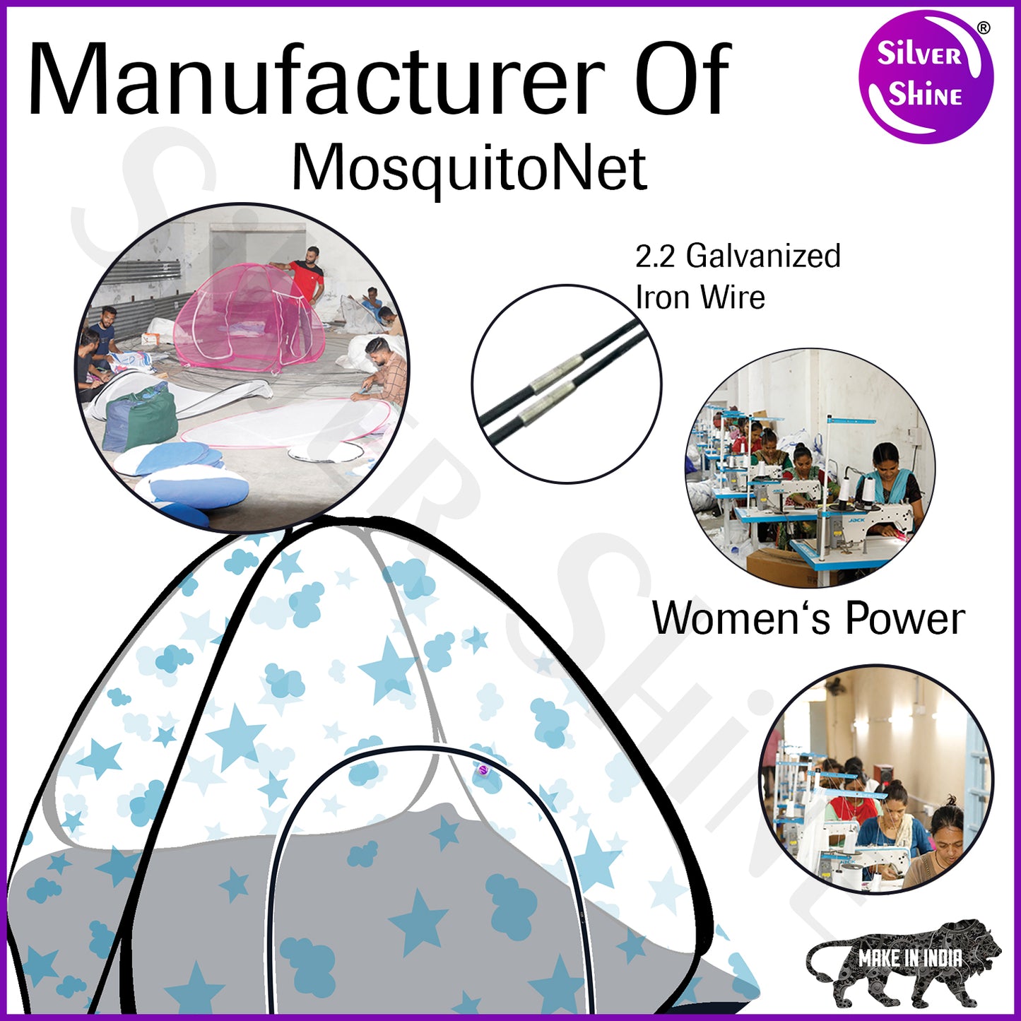 Cloud-Star Mosquito net with Base (Double Bed)