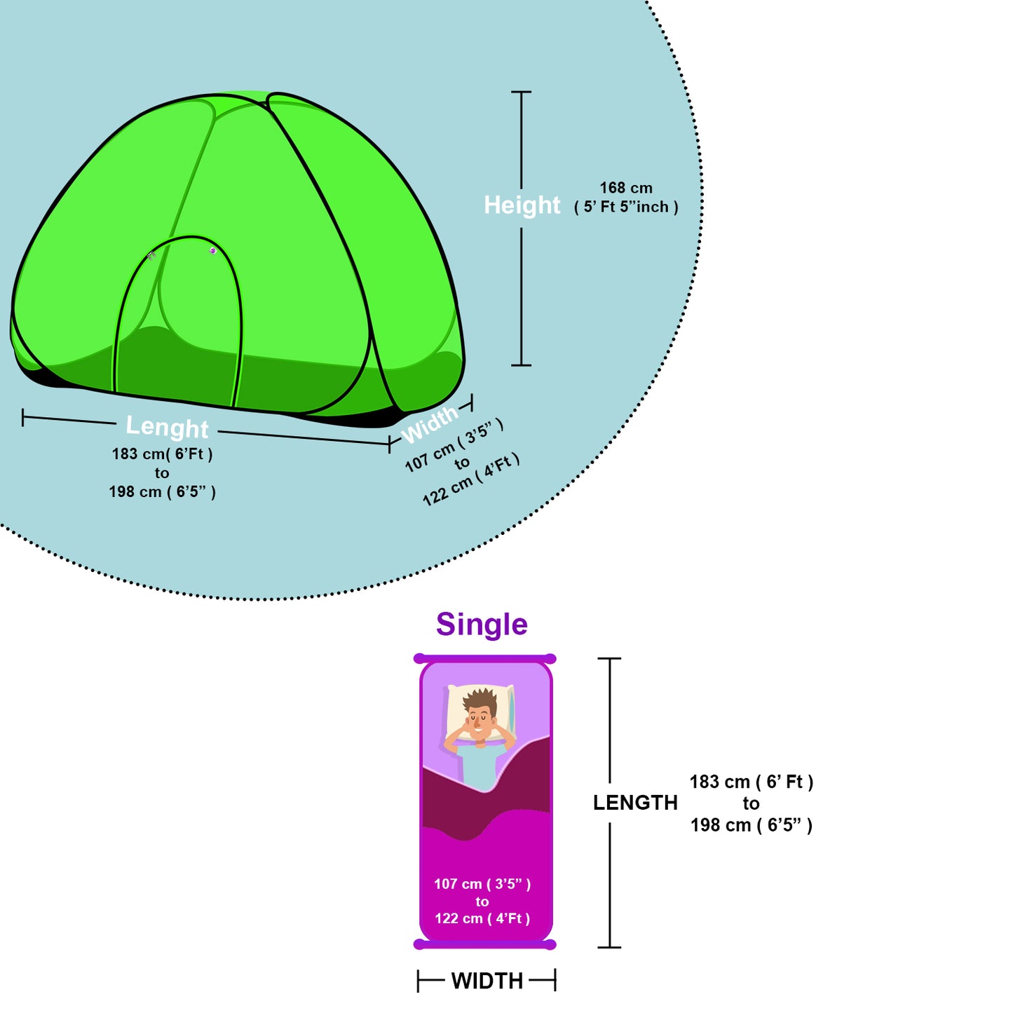 Green Mosquito Net With Base (Single Bed)