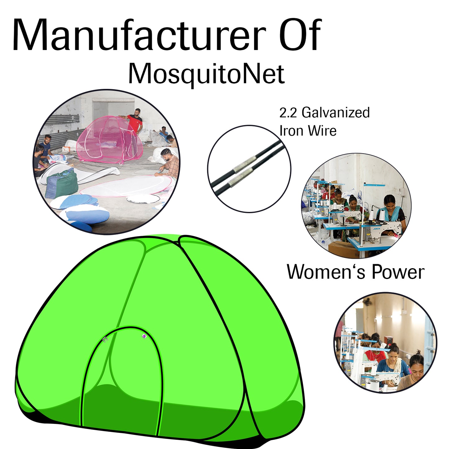 Green Mosquito Net With Base (Single Bed)